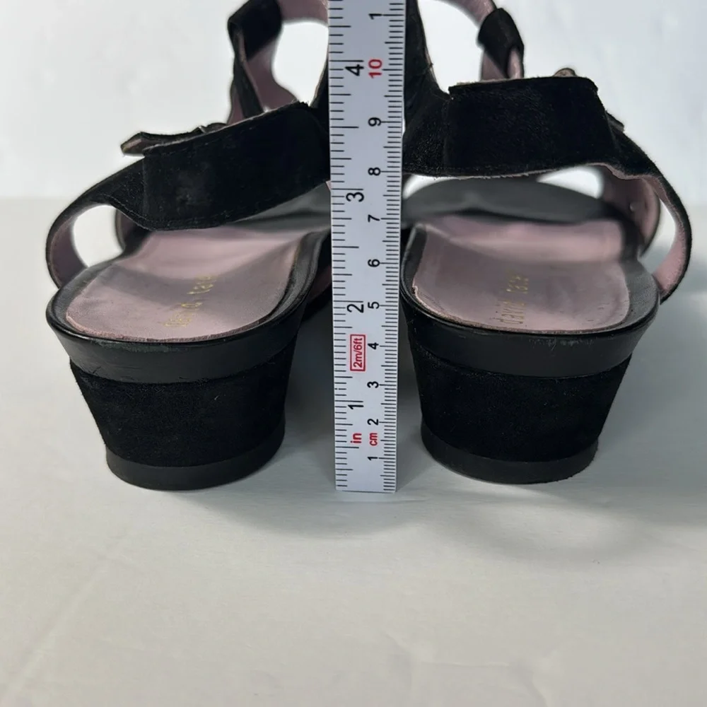 DAVID TATE Oda Shimmer Womens Black Open Toe Wedge Slingback Sandal Size 10.5WW